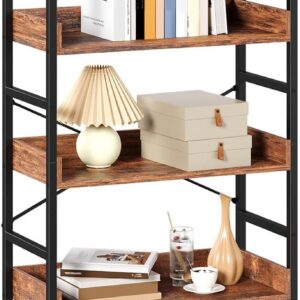 Somdot Bookshelf, 5 Tier Bookshelves with Open Storage, Free Standing Shelving Unit, Industrial Bookcase for Bedroom, Living Room and Home Office, Wood Grain Print